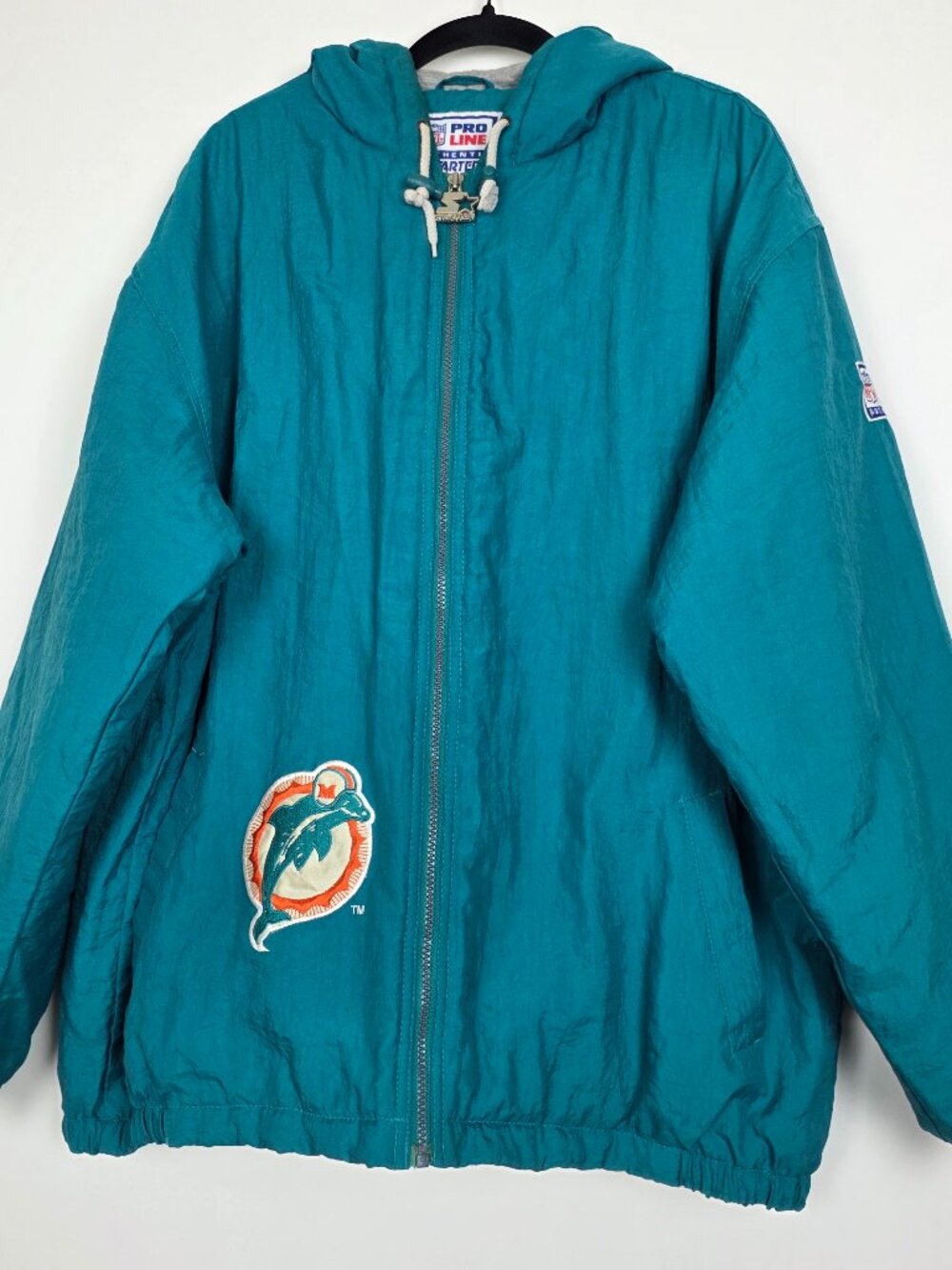Vintage 90s Pro Line Starter NFL Miami Dolphins Mens Large Full Zip Teal Jacket